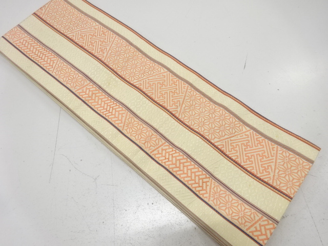 本場筑前博多　縞に古典柄　半幅帯